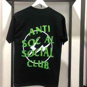 Anti Social Social Club Black T-Shirt with Neon Green and White Logo